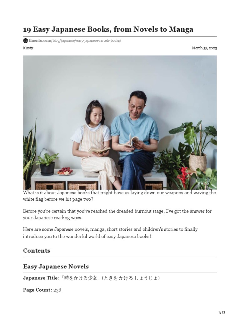 Easy Japanese Novels For Beginners
