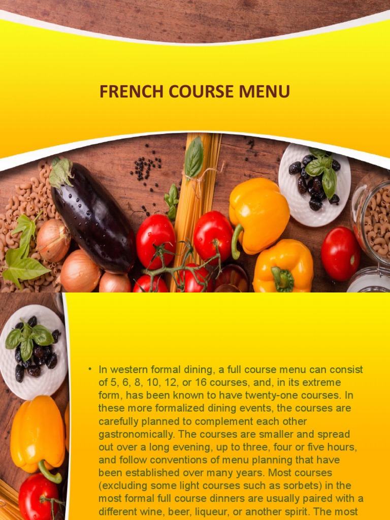 17 French Course Menu PDF Hors D oeuvre French Fries