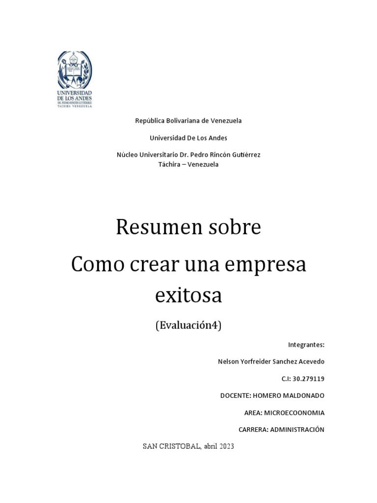 Como Crear Una Empresa Exitosa | PDF | Innovación | Ventaja competitiva