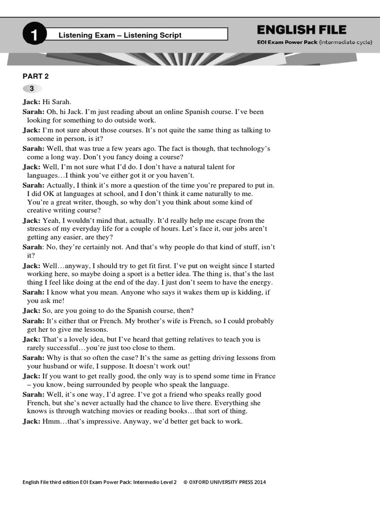 Ef3e Eoi Intplus Listening Script1part2 | PDF | Home & Garden