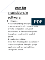 Patents For Inventitions in Software