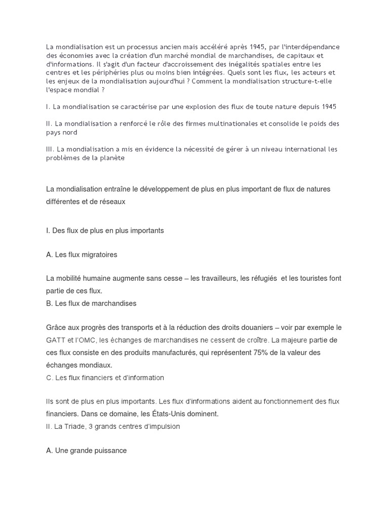 Enjeux et acteurs de la mondialisation | PDF | Globalisation | Fonds ...