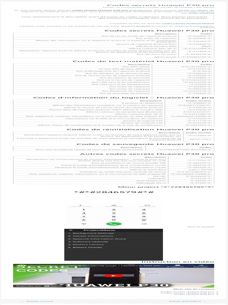 Codes Secrets Huawei P30 Pro PDF