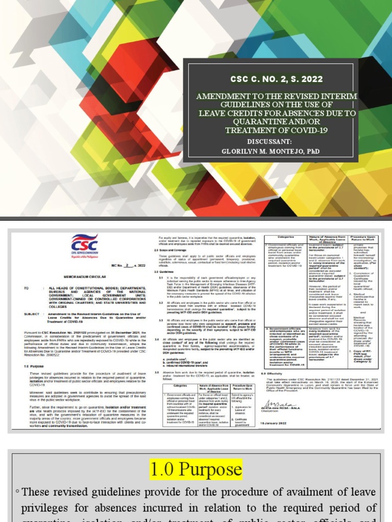 CSC Amends Quarantine Leave Guidelines PDF Quarantine Medicine