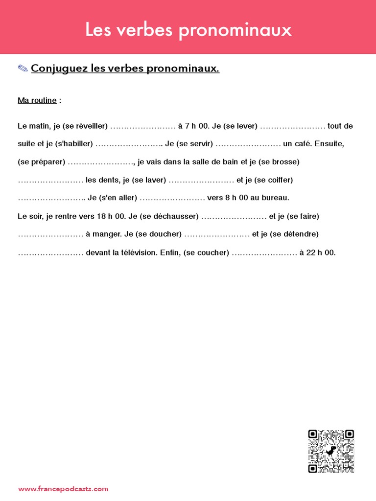 Exercices sur les verbes pronominaux | PDF | Arts du langage et ...