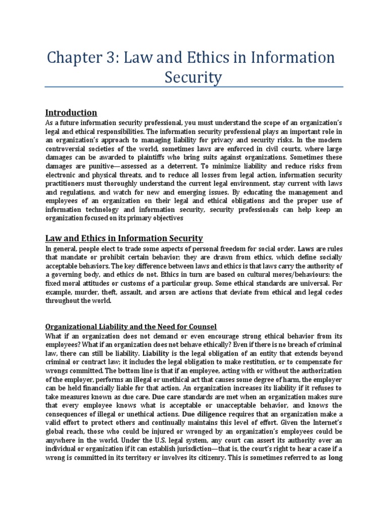 Law and Ethics in Information Security | PDF | Digital Millennium ...