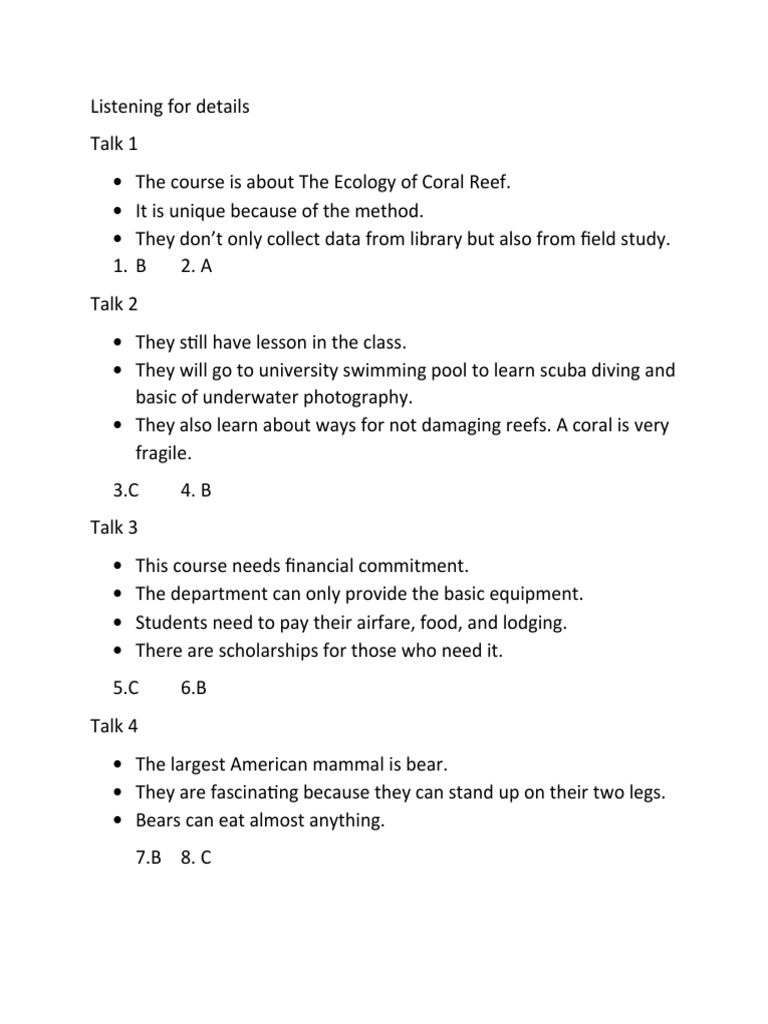 Listening For Details | PDF