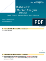 MANG6221 Stock Market Analysis: Study Week 1: Introduction To Stock Markets