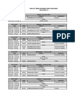 End of Term Exam Timetable 20222023