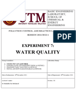 Water Quality: Experiment 7