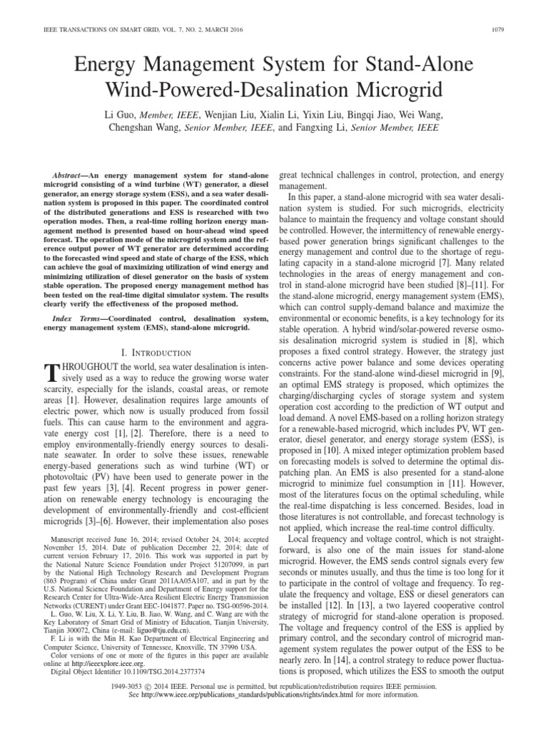 Wind-Powered Desalination Microgrid EMS | PDF | Distributed Generation ...