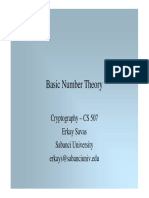 Basic Number Theory: Cryptography - CS 507 Erkay Savas Sabanci University Erkays@sabanciuniv - Edu