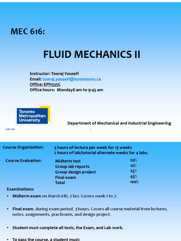 Fluid Mechanics II Course Syllabus PDF Reynolds Number Fluid Dynamics