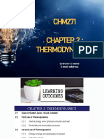 CHM271 Thermodynamics: Lecturer's Name E-Mail Address