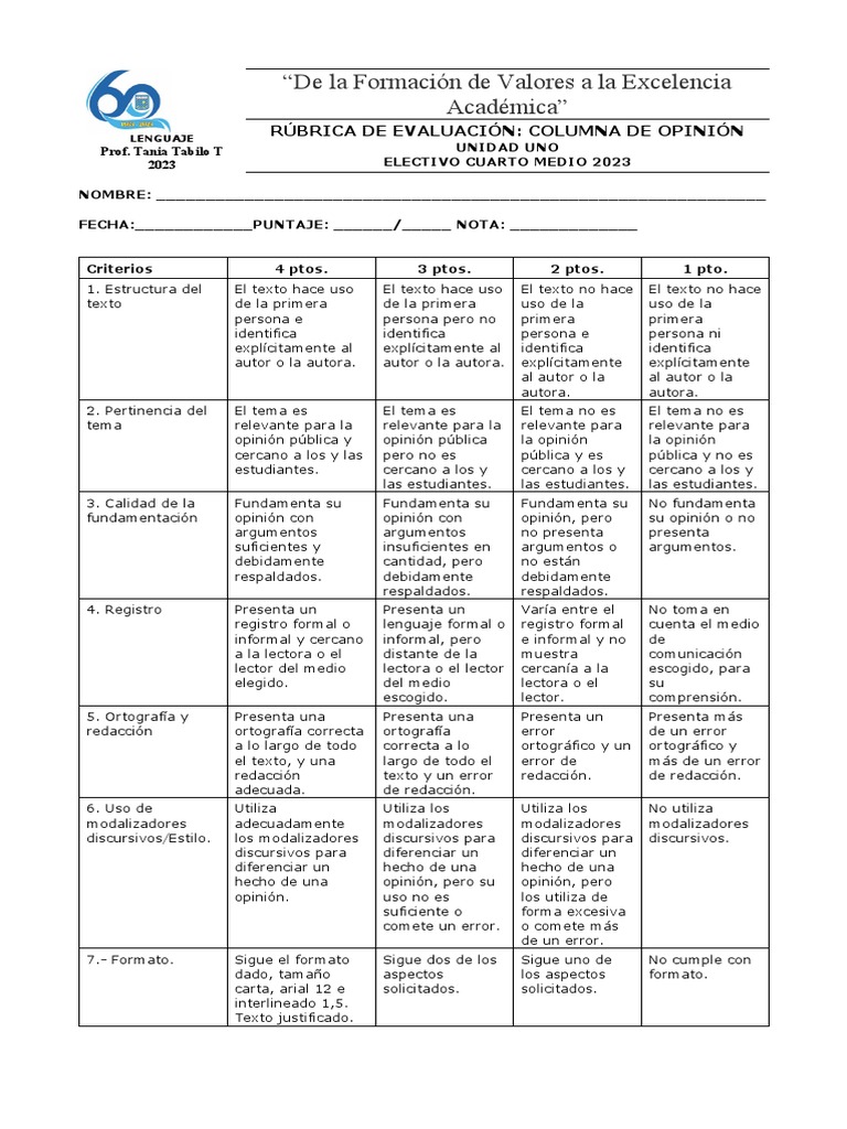 Rúbrica Columna de Opinión | PDF 