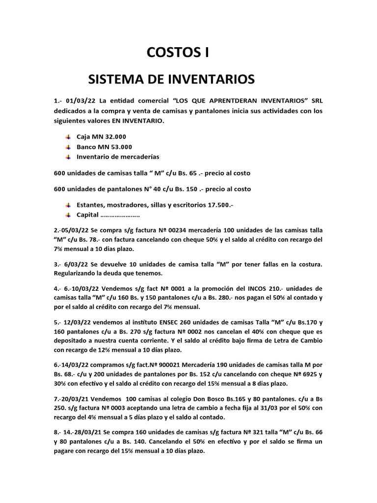 Practico de Costos Inventarios | PDF | Negocios | Hogar, jardinería y ...