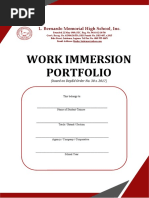 WORK IMMERSION PORTFOLIO Based On DepEd