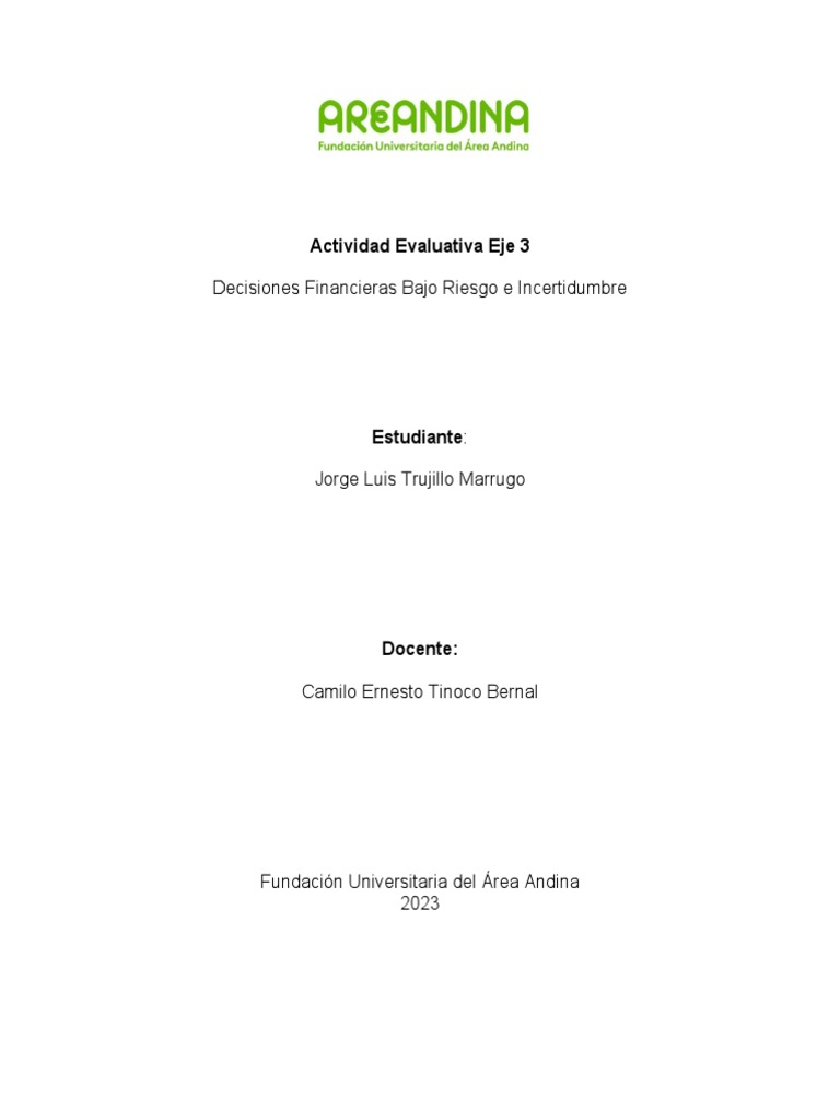 Análisis de Decisiones Financieras y Riesgo | PDF | Inversiones ...