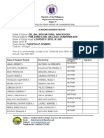 Acknowledgement Receipt For SLM AND LAS