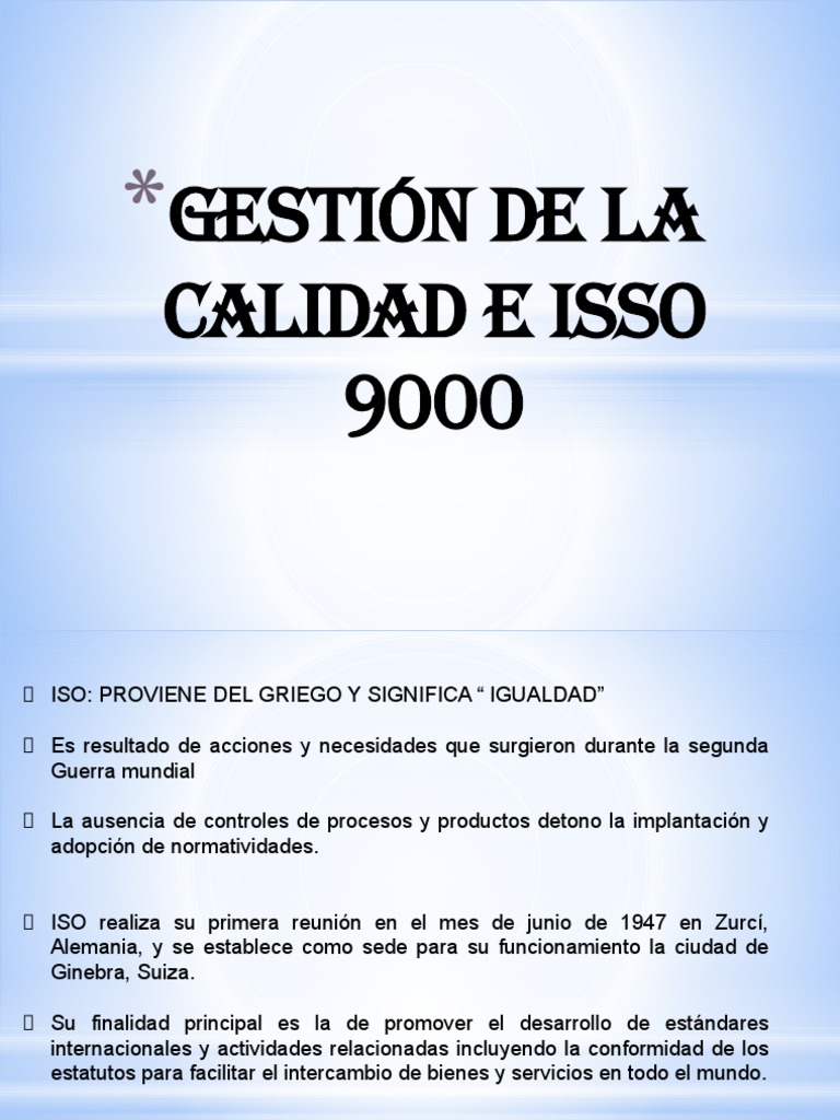Gestión de Calidad según ISO 9000 | PDF | Organización internacional ...