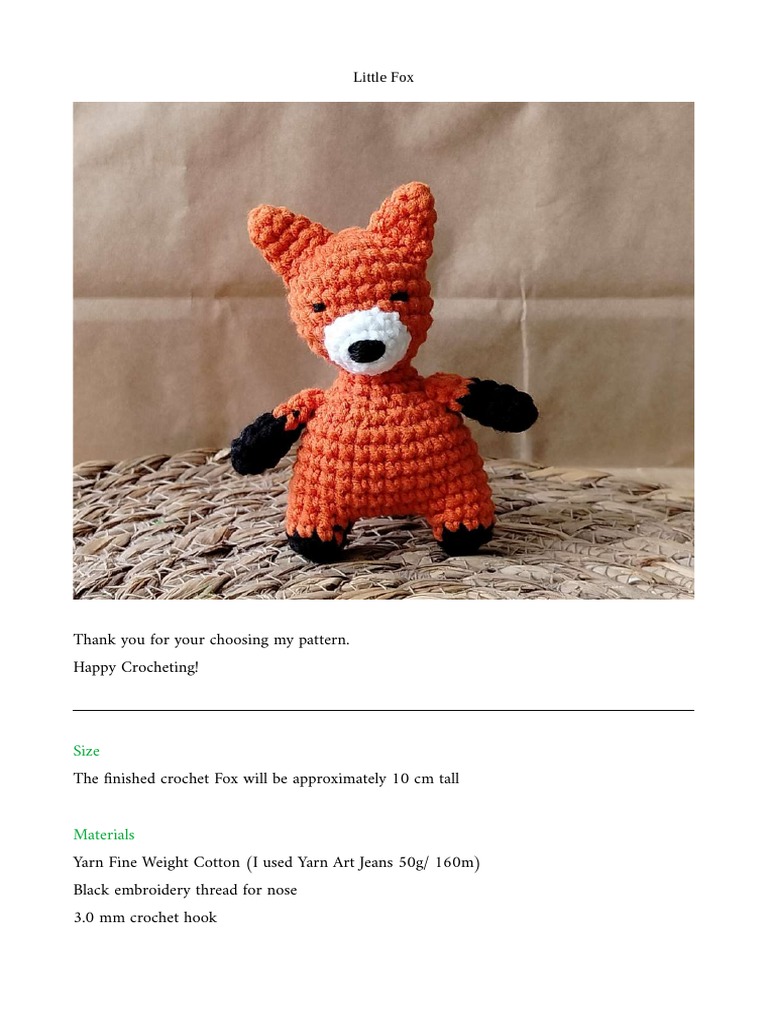 Easy Crochet Fox Keychain Amigurumi PDF Pattern | PDF | Crochet ...