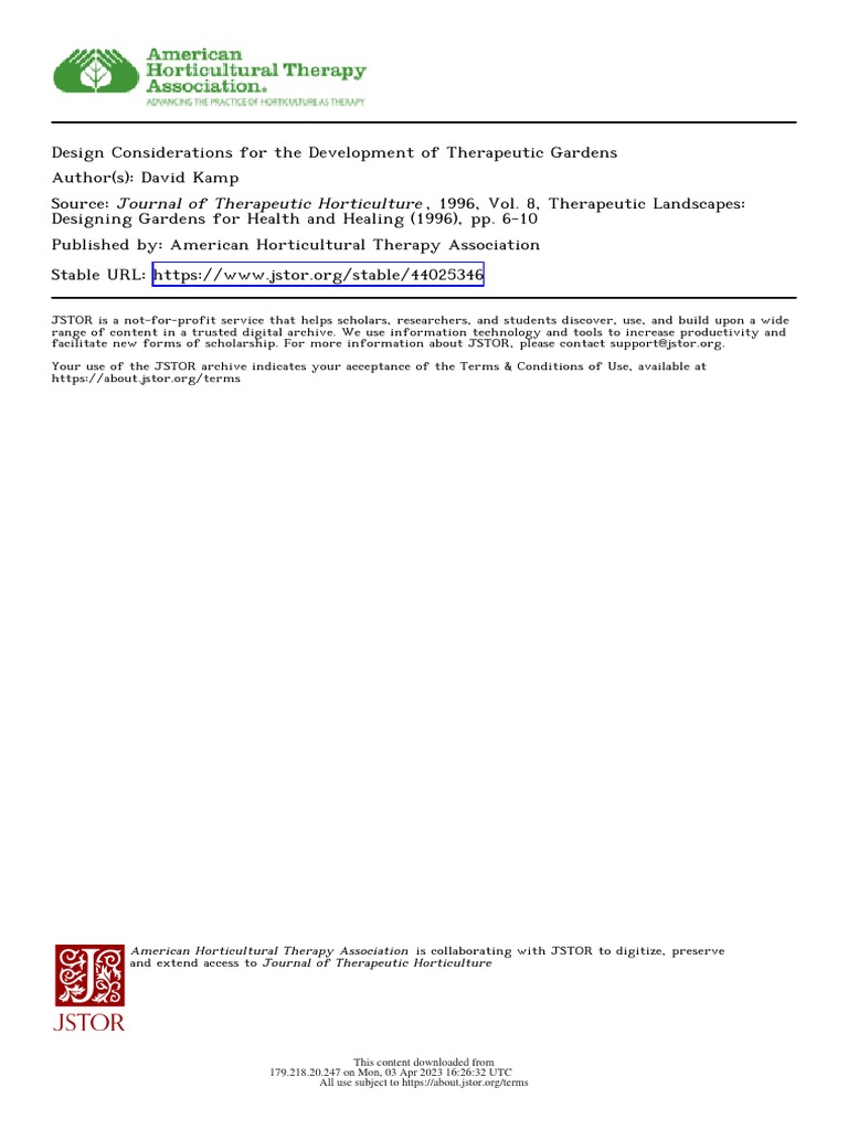 Therapeutic Garden Design Insights | PDF | Gardens | Usability