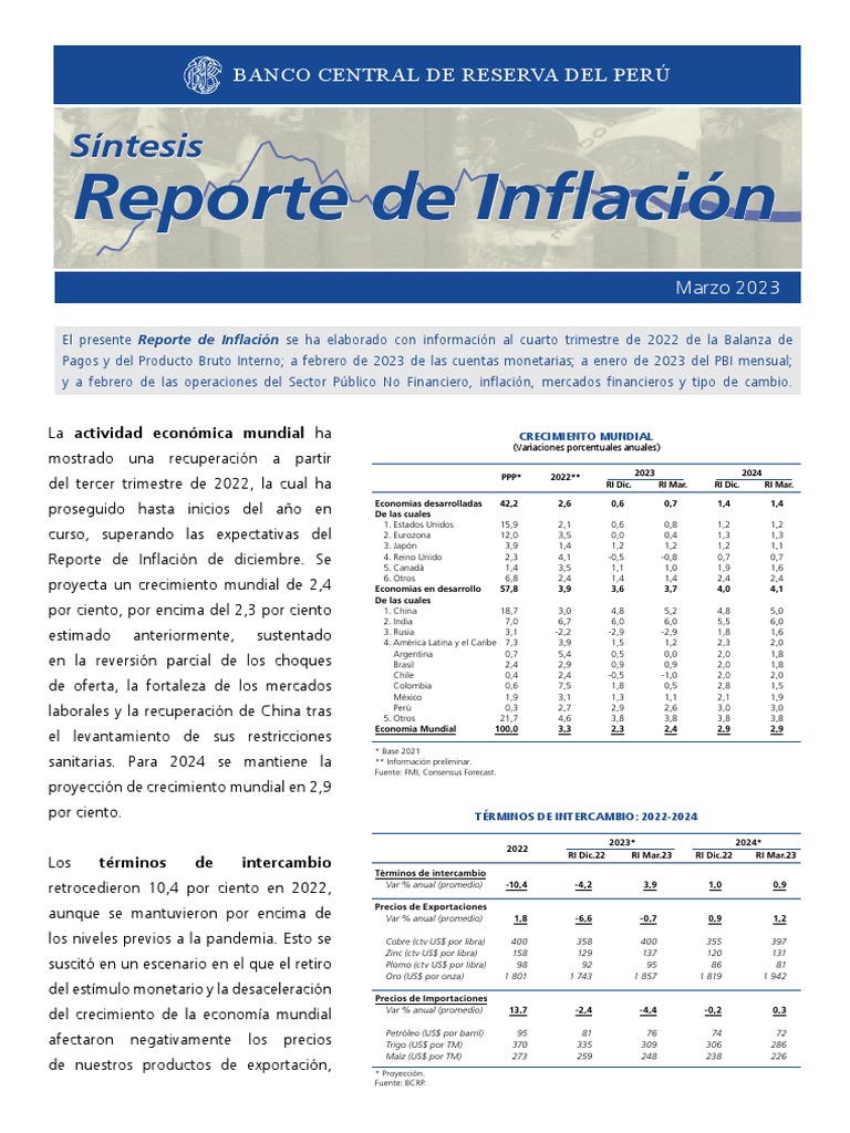 Reporte de Inflacion Marzo 2023 Sintesis PDF Economias