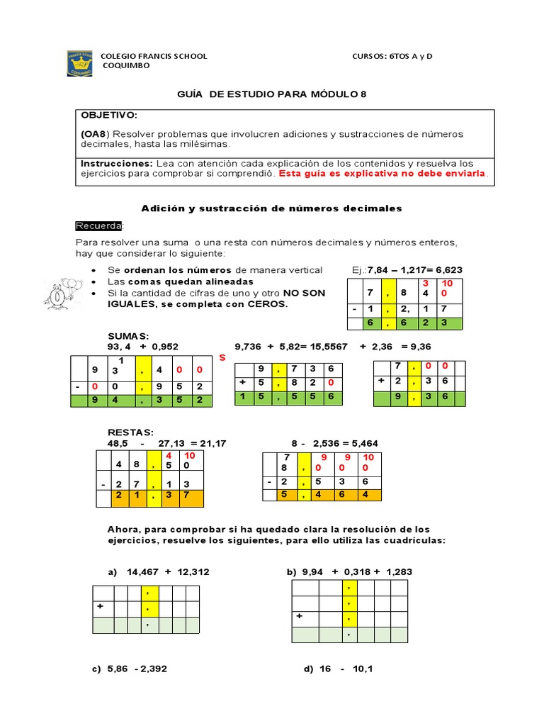 GUIA MODULO 8 - 6TO BASICO Matematica | PDF