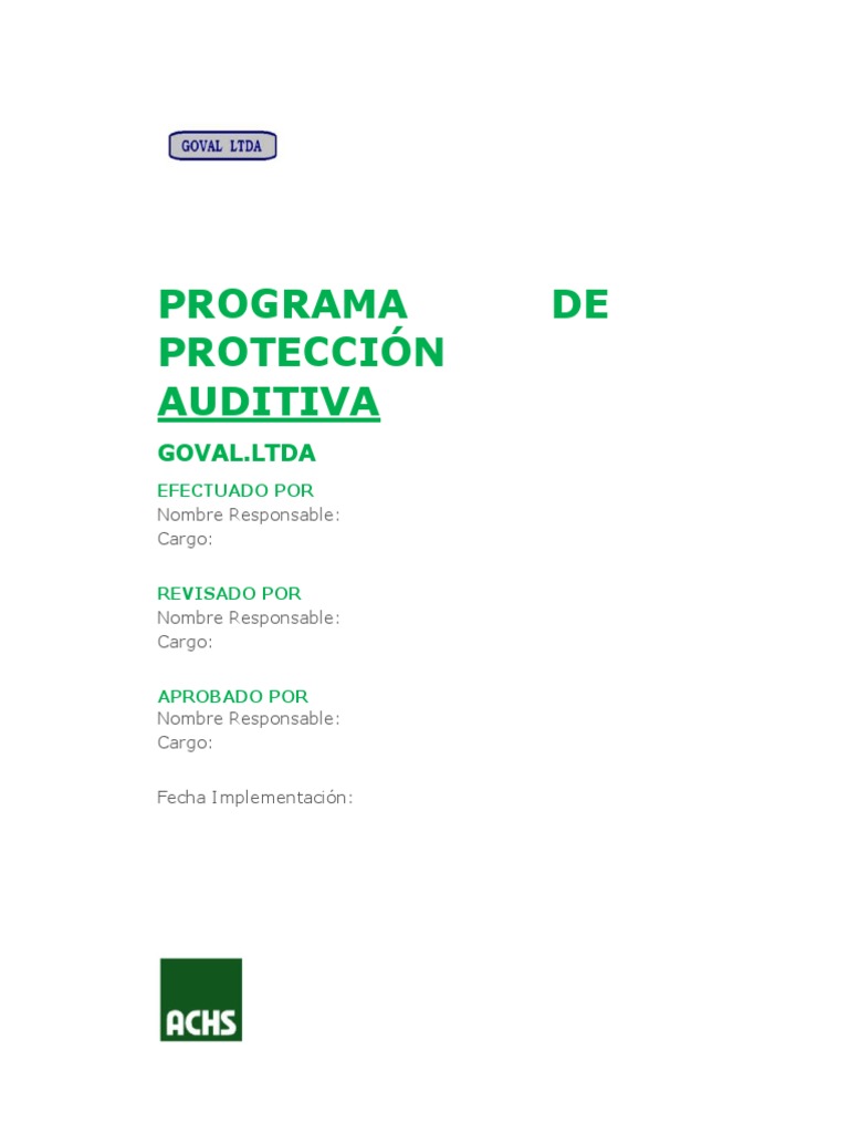 Programa de Protección Auditiva Goval.Ltda | PDF | Chile | Seguridad y ...