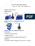 Technical Specifications of The Following Test Equipment