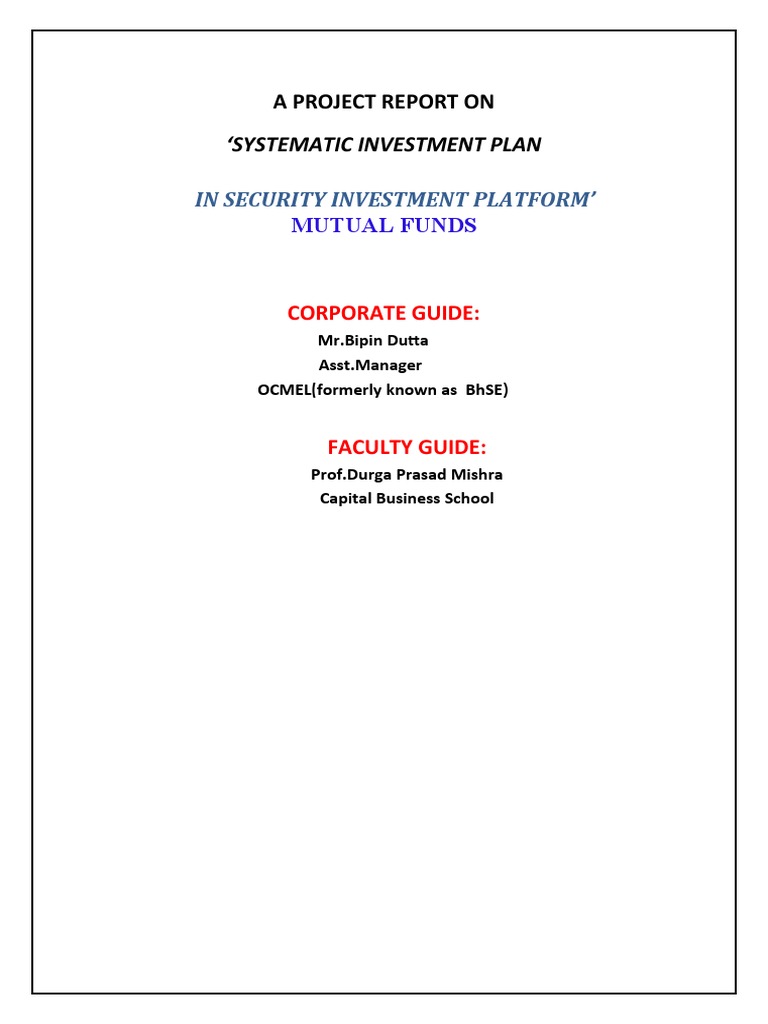 Internship Project | PDF | Investment Fund | Securities (Finance)