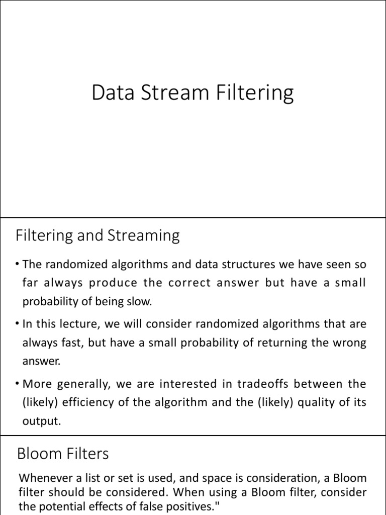 Viden Io Data Analytics Lecture7 Data Stream Filtering PDF | PDF ...