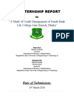 An Internship Report: "A Study of Credit Management of Sonali Bank LTD, College Gate Branch, Dhaka"