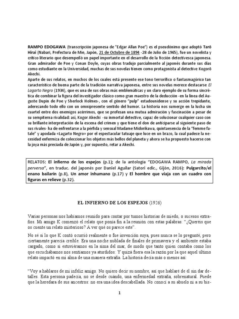 EDOGAWA, Rampo | PDF | Espejo | Edgar Allan Poe