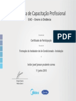 Certificado Formação Instalador Ar-Condicionado