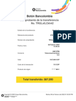 Botón Bancolombia: Comprobante de La Transferencia No. Trglxilckh42