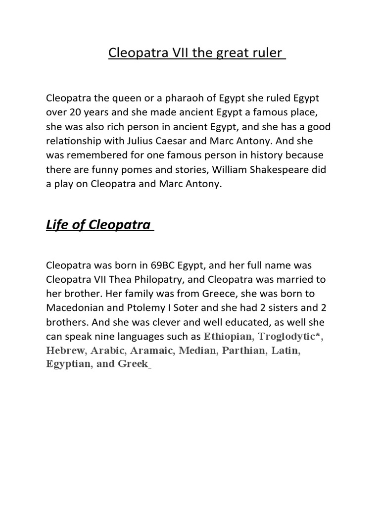 The remarkable reign of cleopatra vii last active ruler of the