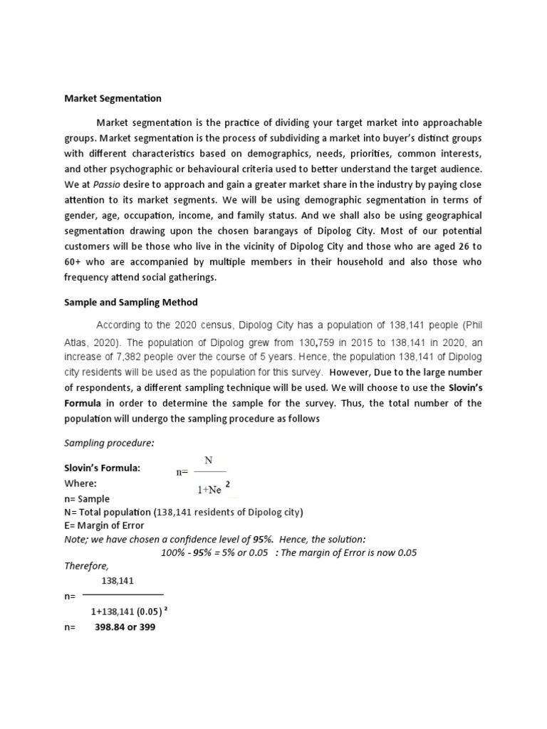 Market Segmentation Survey for Dipolog | PDF | Market Segmentation ...