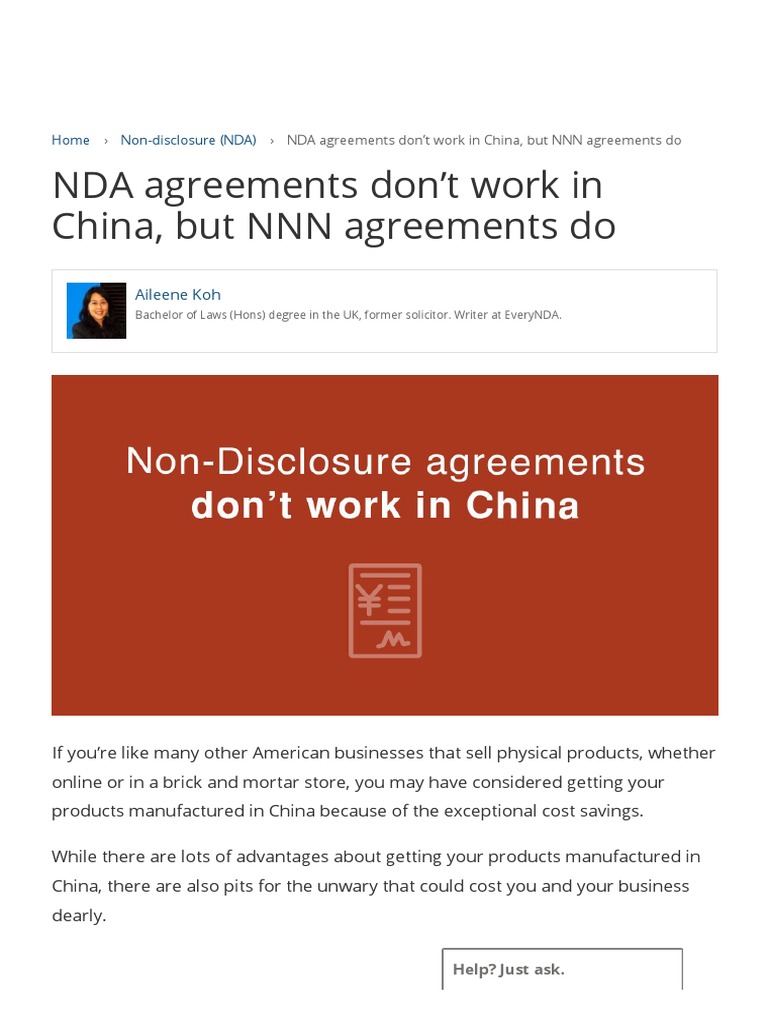 NNN Agreements: Protecting IP in China | PDF | Non Disclosure Agreement ...