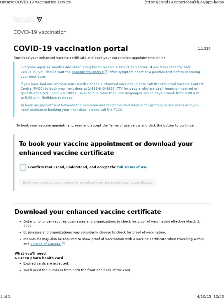 Ontario COVID-19 Vaccination Service | PDF | Vaccination