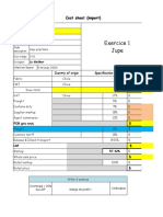 Exercice 1 Jupe: Cost Sheet (Import)