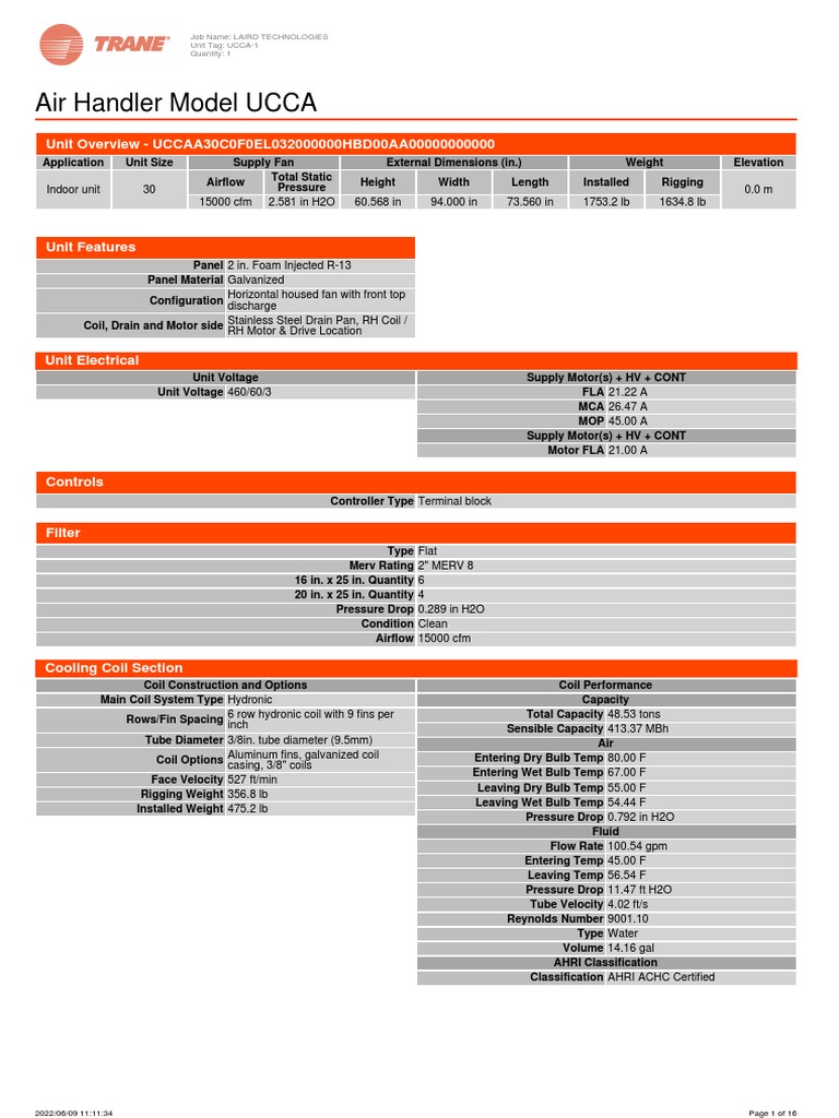 Chiller Trane Ucca PDF Building Insulation Pipe (Fluid Conveyance)