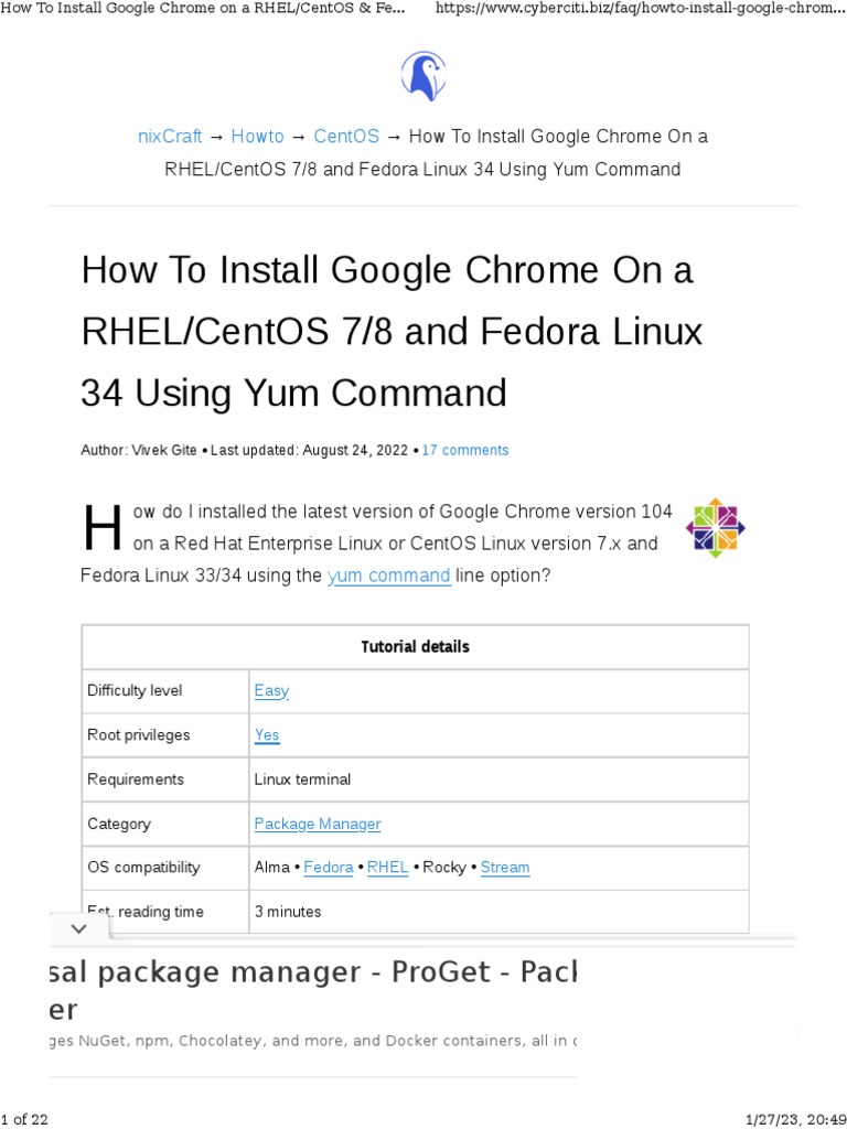 How To Install Google Chrome On A RHEL - CentOS & Fedora - Nixcraft ...