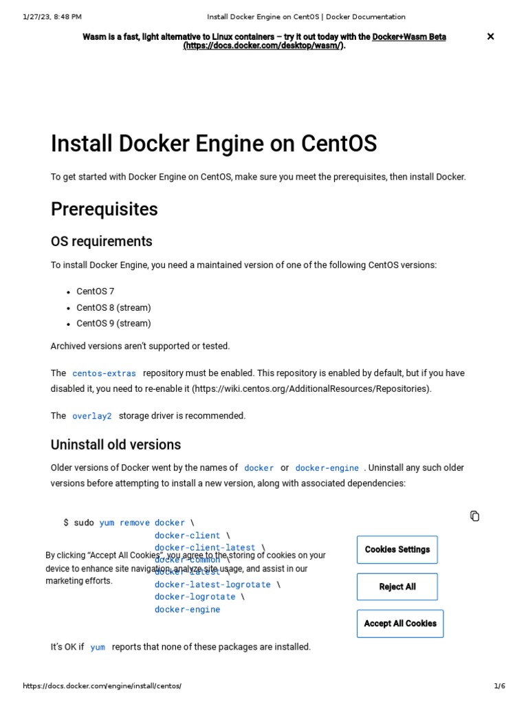 Install Docker Engine on CentOS Guide | PDF | Software Repository ...