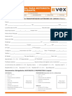 Ficha Cadastral para Motorista Agregado E Ajudante.: Cadastro Motorista Transportador Autônomo de Cargas (T.A.C.)