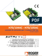 H70/104AC - H70/105AC: Centrale Di Comando Per 1 Motore 230 Vac