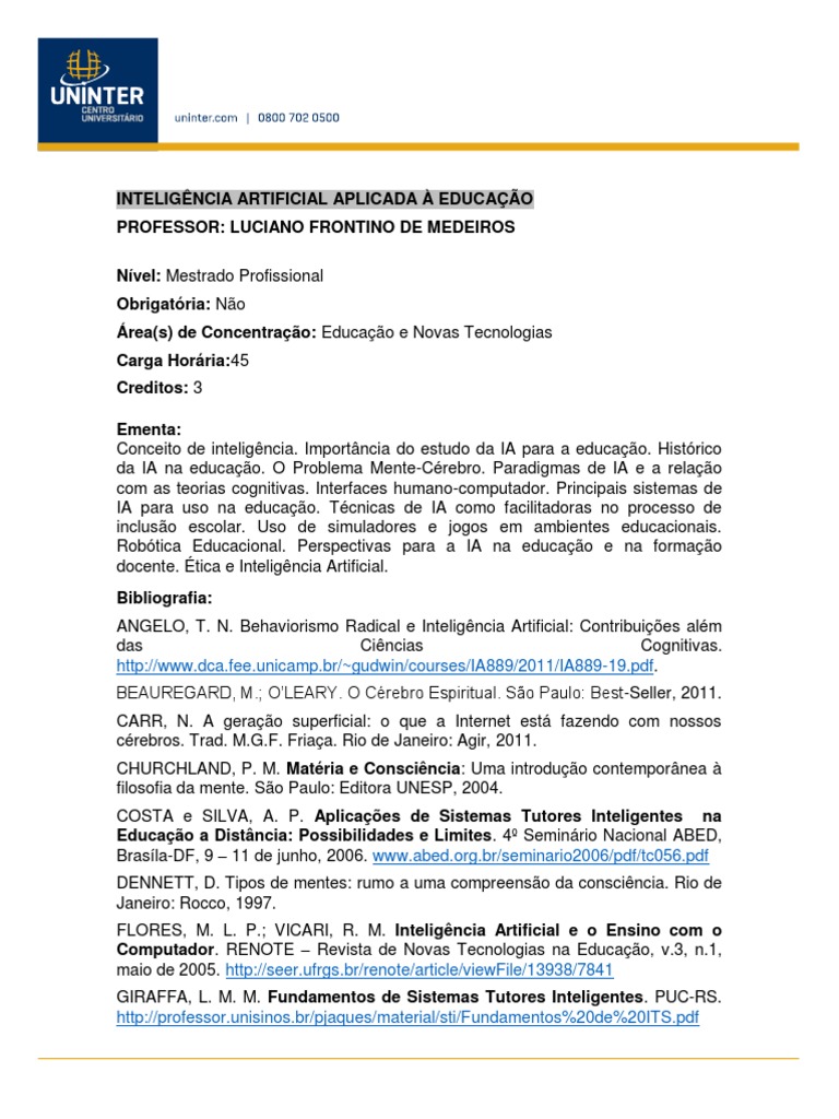 IA na Educação: Teorias e Aplicações | PDF | Inteligência artificial ...
