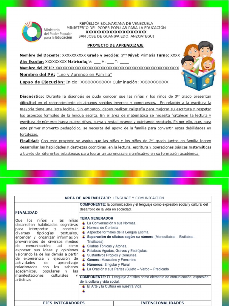 Proyecto de Aprendizaje 3er Grado | PDF | Aprendizaje | Educación Física