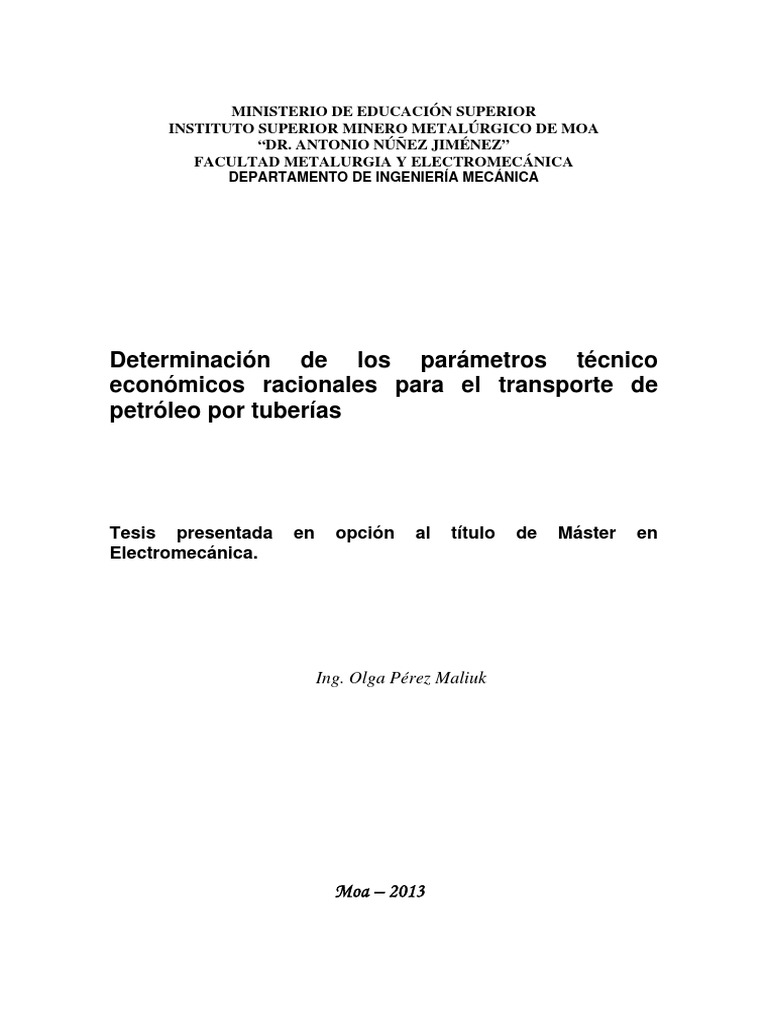 Parámetros Económicos en Transporte de Petróleo | PDF | Petróleo ...