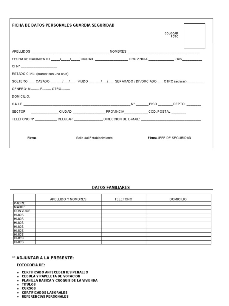 Formulario de Datos Personal | PDF